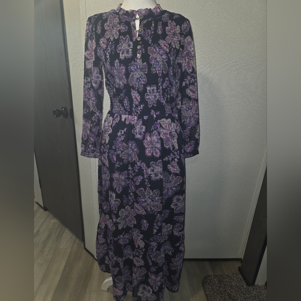 Loft Elegant Purple Floral Dress